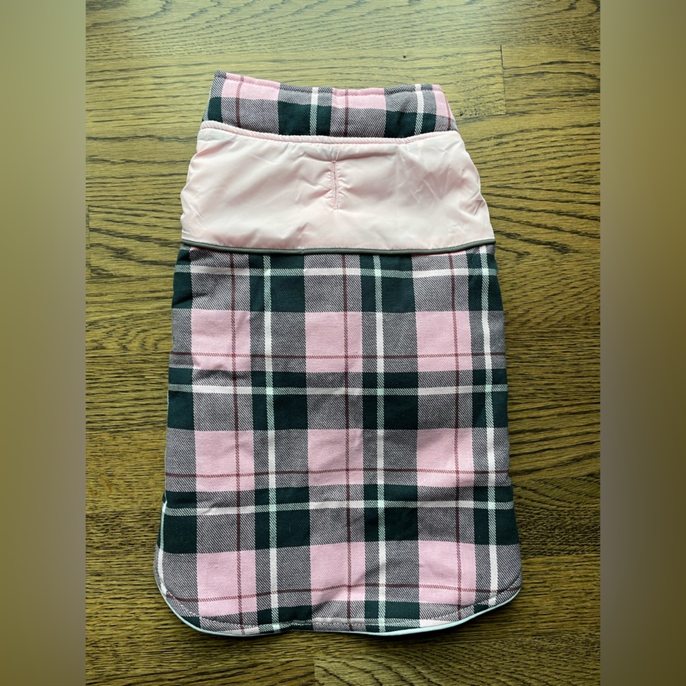Pink plaid dog coat